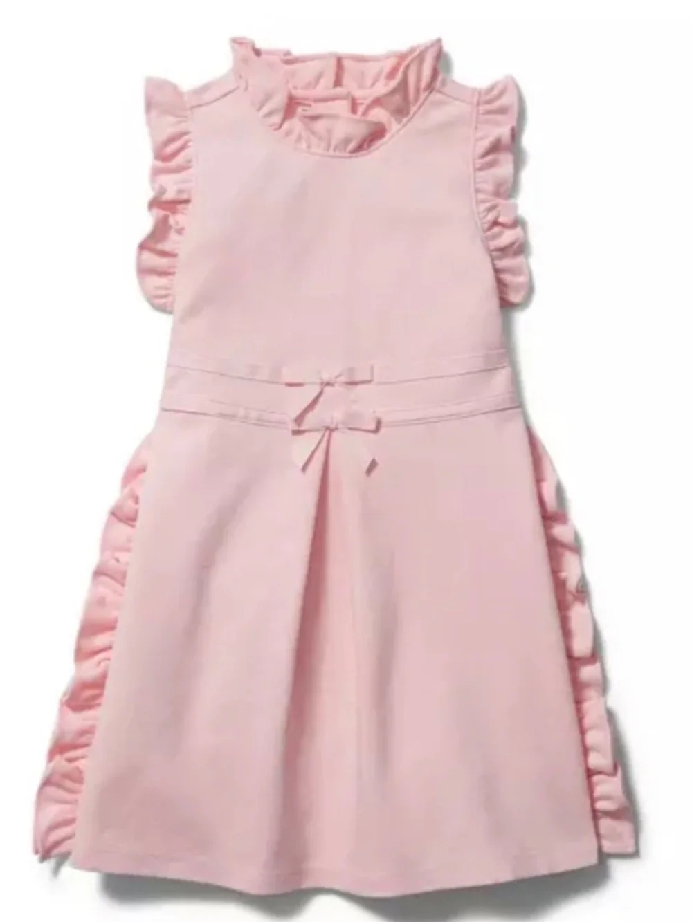 Janie & Jack Pink Double Bow Ponte Ruffle Dress Size 5 EUC